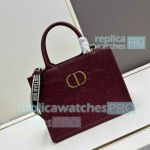 Replica CD Di0r Book Tote Shopping Bag Small Size Burgundy 